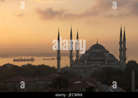 Türkei, Istanbul, sultan's Ahmed Moschee, blaue Moschee bei Sonnenuntergang, Stockfoto