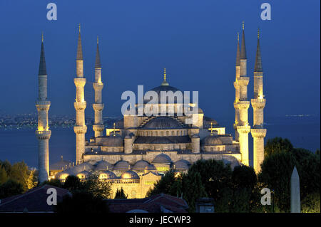 Türkei, Istanbul, sultan's Ahmed Moschee, blaue Moschee in der Nacht, Stockfoto