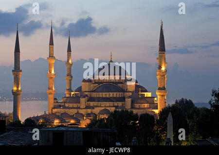 Türkei, Istanbul, sultan's Ahmed Moschee, blaue Moschee in der Nacht, Stockfoto