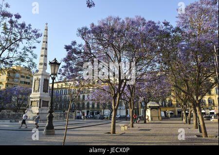 Spanien, Malaga, Obelisk auf dem Plaza De La Merced, Stockfoto