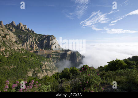 Spanien, Katalonien, Blick auf das Kloster von Montserrat, Stockfoto