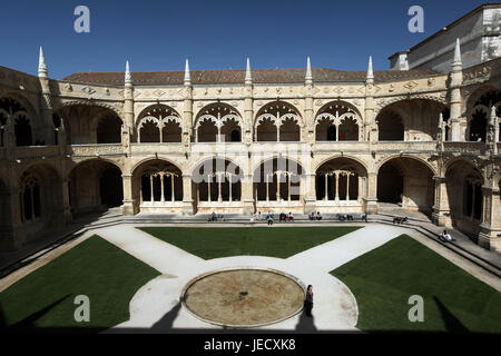 Portugal, Lissabon, Belem, Jeronimus Kreuzgang, Innenhof, Stockfoto