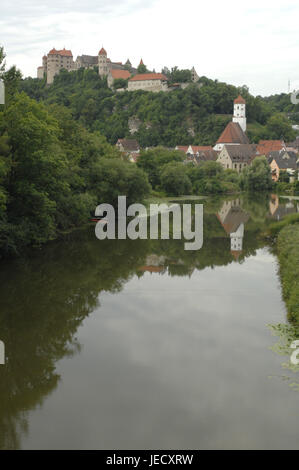 Deutschland, Bayern, Schwaben, Schloss Schloss Burg Har, Har, Stadtbild, Wörnitz, Stockfoto