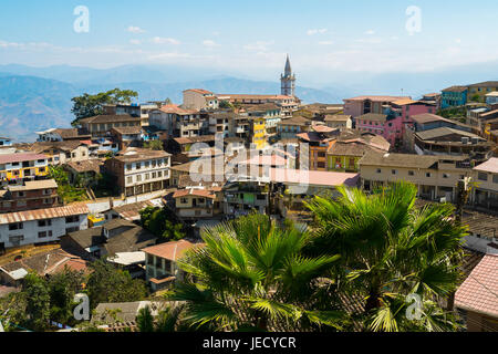 Ansicht der Stadt von Zaruma Altgold Bergbau, Ecuador Stockfoto