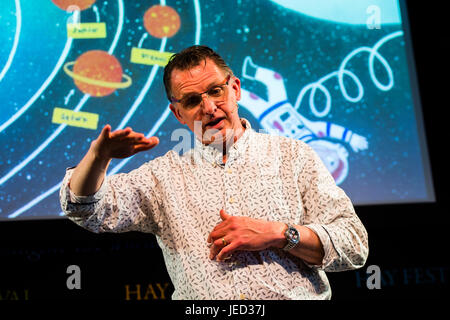 Steve Williams, Wissenschaftsjournalist für Kinder, die 2017 Hay Festival der Literatur und Kunst, Hay on Wye, Wales UK Stockfoto