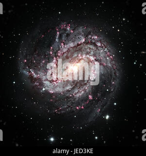 Messier 83, südlichen Pinwheel Galaxie M83 oder NGC 5236 ist eine vergitterte Spiralgalaxie im Sternbild Hydra. Elemente des Bildes von der NASA eingerichtet. Stockfoto