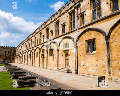 Privater Bereich, Tom Quad, Christchurch College, Universität Oxford, Oxford, Oxfordshire, England Stockfoto