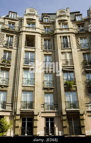 Frankreich, Paris, Rue La Fontaine, Wohnhaus, Fassade, Detail, Stockfoto