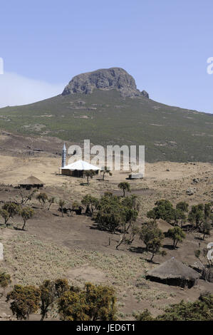 Berglandschaft, Moschee, Sanetti Plateau, Bale Mountains, Äthiopien Stockfoto