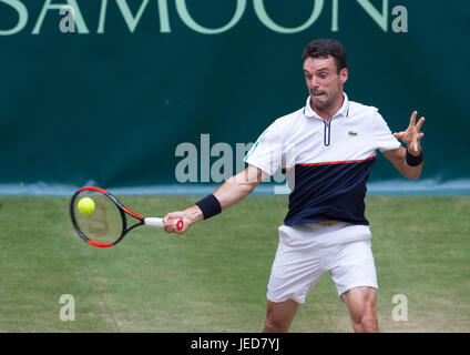 Roberto Bautista Agut von Spanien in Aktion bei der 25. Gerry Weber Open in Halle. Stockfoto