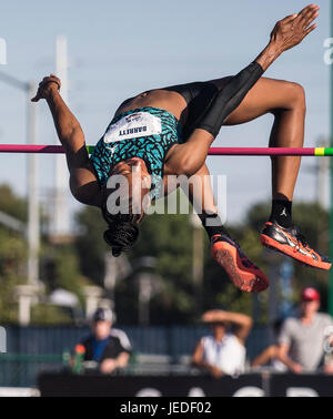 Sacramento, CA. 23. Juni 2017. Frauen Hochspringerin Brigetta Barrett beenden 4. deaktiviert 6-2 während der USATF Außenbahn und Feld Meisterschaft 2.Tag an Hornet Stadion Sacramento, CA. Thurman James/CSM/Alamy Live News Stockfoto