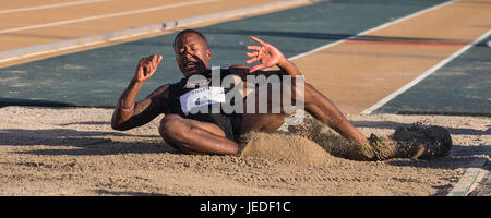 Sacramento, CA. 23. Juni 2017. Dreifache Jumper Michael Tiller beenden Sie den Tag mit 53-3 während der USATF Außenbahn und Feld Meisterschaft 2.Tag an Hornet Stadion Sacramento, CA. Thurman James/CSM/Alamy Live News Stockfoto