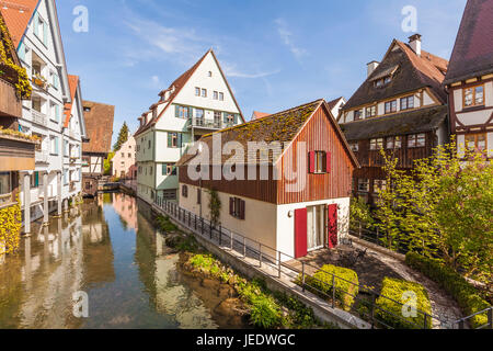 Deutschland, Baden-Württemberg, Ulm, Altstadt, viele, Kanäle der Blau, Historische Häuser Stockfoto