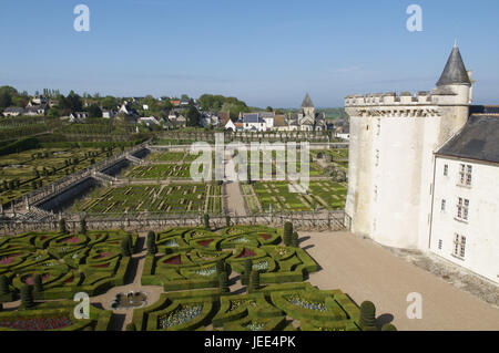 Frankreich, Schloss Villandry und Garten zu sperren, Stockfoto
