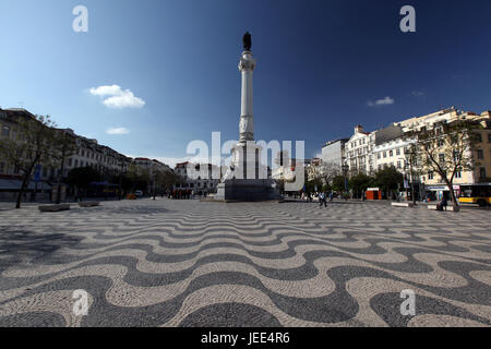 Portugal, Lissabon, Stadtzentrum, Platz Praca Rossio, Säule, Denkmal, Don Pedro IV, Stockfoto