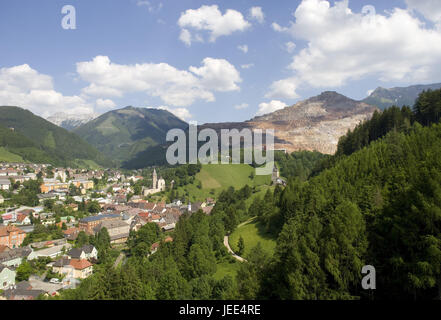 Österreich, Steiermark, Eisenerz, Old Town, Übersicht, mir, Stockfoto