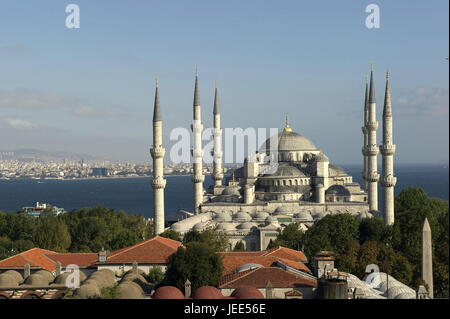 Türkei, Istanbul, sultan's Ahmed Moschee, blaue Moschee und den Bosporus, Stockfoto