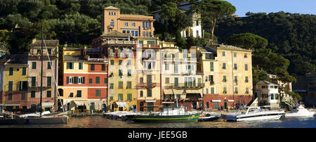 Italien, Ligurien, Riviera Tu der Levante, Portofino, beherbergt im Hafen, Stockfoto