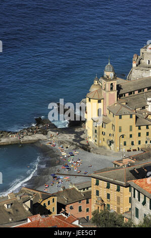 Italien, Ligurien, Riviera di Levante, Blick auf den Hafen Camogli, Stockfoto