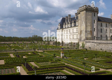 Frankreich, Schloss Villandry und Garten zu sperren, Stockfoto