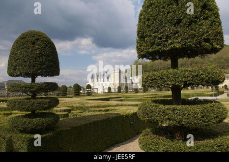 Frankreich, Schloss Villandry und Garten zu sperren, Stockfoto