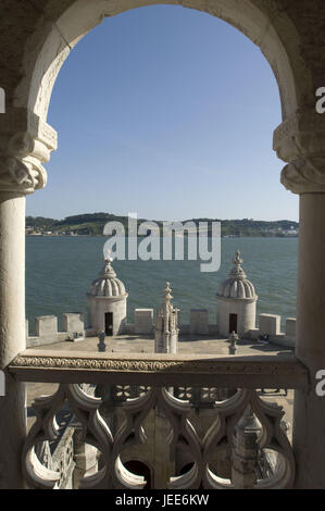 Anzeigen, Fluss Tajo, Torre de Belem, Lissabon, Portugal, Stockfoto