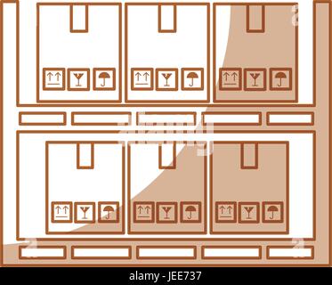 Stapel Kisten Karton im Regal Symbol "Lieferung" Stock Vektor