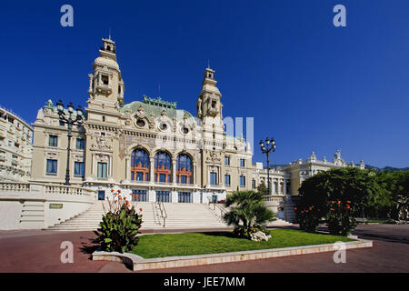 Monaco, Monte Carlo, Oper, Vorplatz, Mittelmeer, Fürstentum, Gebäude, Architektur, Oper, außerhalb, Ort von Interesse, Reiseziel, Tourismus, Raum, Stockfoto