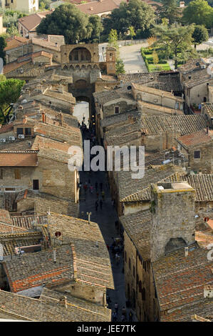 Italien, Toskana, San Gimignano, Old Town, Dächer, Stockfoto