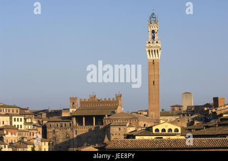 Italien, Toskana, Siena, Altstadt, Palazzo Pubblico, Torre del Mangia, Stockfoto