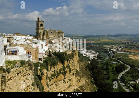 San-Pedro-Kirche, Altstadt, Arcos De La Frontera, Andalusien, Spanien, Stockfoto