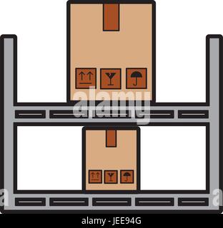 Stapel Kisten Karton im Regal Symbol "Lieferung" Stock Vektor