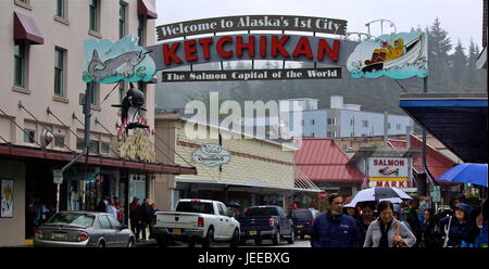 Ketchikan - 1. Stadt Alaskas Straßenszene Stockfoto