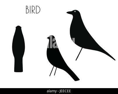 10 EPS-Vektor-Illustration von Vogel-Silhouette auf weißem Hintergrund Stock Vektor