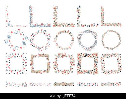 Vektor Icon Set von verschiedenen floralen Frames Stock Vektor