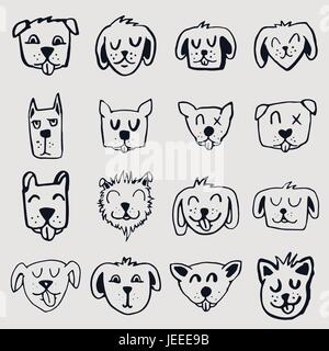 Vektor Icon Set für Hunde und Katzen Stock Vektor