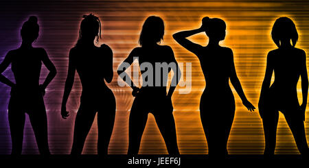 Reihe von tanzende Menschen in Disco Clubbing Stockfoto