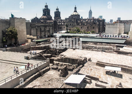 Templo Mayor, Ruinen Azteken in Mexiko-Stadt, Mexiko Stockfoto