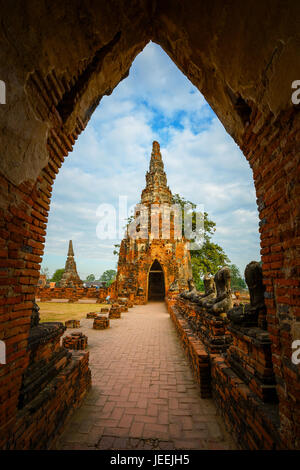 Wat Chaiwatthanaram Tempel in Ayutthaya Historical Park, ein UNESCO-Weltkulturerbe Stockfoto