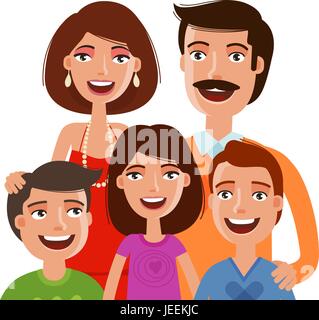 Gerne große, Familienbild. Menschen, Eltern und Kinder. Cartoon-Vektor-illustration Stock Vektor