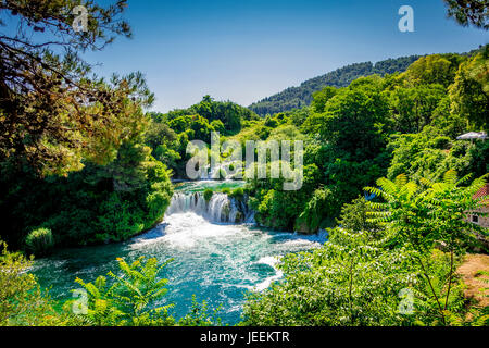 Der Skradinski Buk Wasserfall im Krka Nationalpark in Kroatien Stockfoto