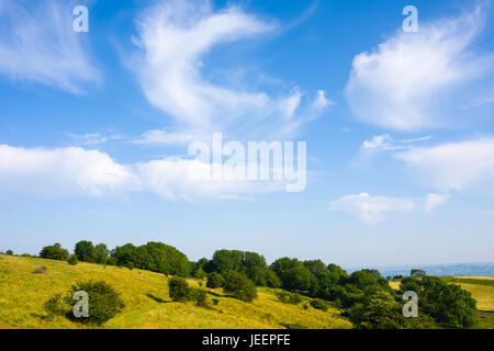 Altocumulus-Wolken über Deerleap an einem Sommertag in den Mendip Hills, Somerset, England Stockfoto