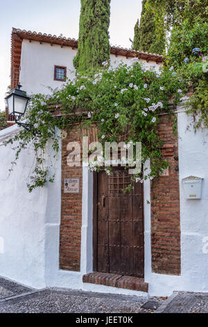 Tür eines andalusischen Hauses im Albaicin, Granada, Spanien Stockfoto