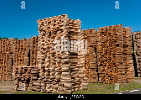 Holzindustrie, Morpeguite, Muxia, La Coruña Provinz, Region Galicien, Spanien, Europa Stockfoto