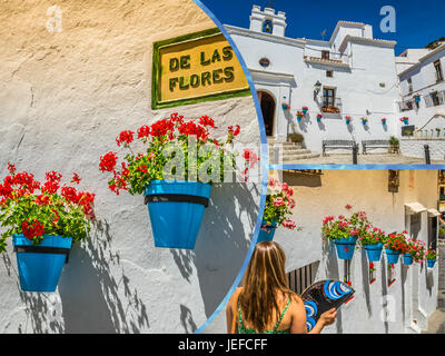 Collage von Mijas Straße. Bezaubernde weiße Dorf in Andalusien, Costa del Sol Spanien Stockfoto