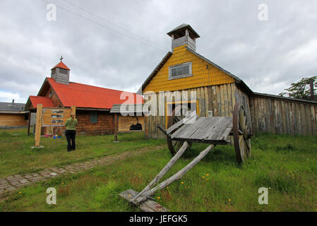 Alte hölzerne Kapelle, Museum, Villa O' Higgins, Carretera Austral, Patagonien Chile Stockfoto