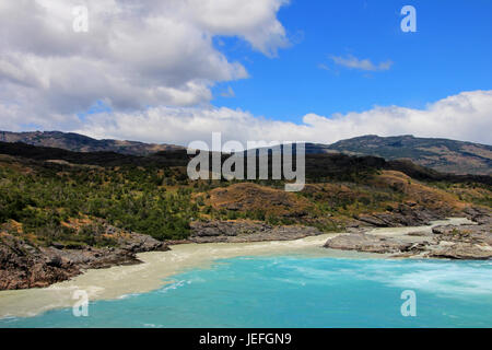 Zusammenfluss von Río Baker und Neff River, Chile Stockfoto