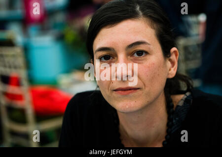 Samanta Schweblin, argentinischer Schriftsteller und Redakteur bei der 2017 Hay Festival of Literature and the Arts Hay on Wye, Wales UK Stockfoto