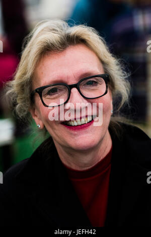 Elizabeth Strout, Pulitzer-Preis (2009), US-amerikanischer Schriftsteller und Redakteur bei der 2017 Hay Festival of Literature and the Arts gewinnen Hay on Wye, Wales UK Stockfoto