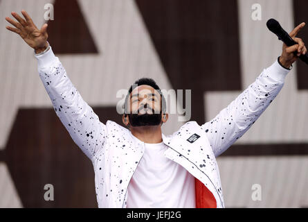 Craig David auf der Pyramide Bühne beim Glastonbury Festival in würdiger Farm in Somerset. Stockfoto